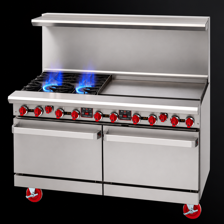 Product image #4 for American Range AR-48G-2B-CC 60-Inch Gas Restaurant Range with 48-Inch Griddle, 2 Open Burners, and 2 Convection Ovens