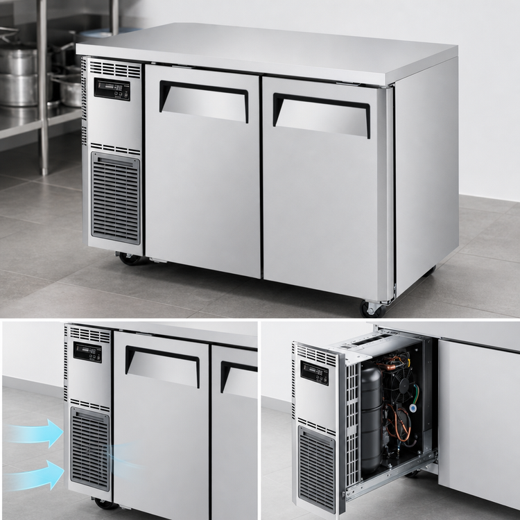Product image #4 for Turbo Air J Series Narrow Two-Section Side Mount Undercounter Refrigerator, 8.27 Cu. Ft., Stainless Steel
