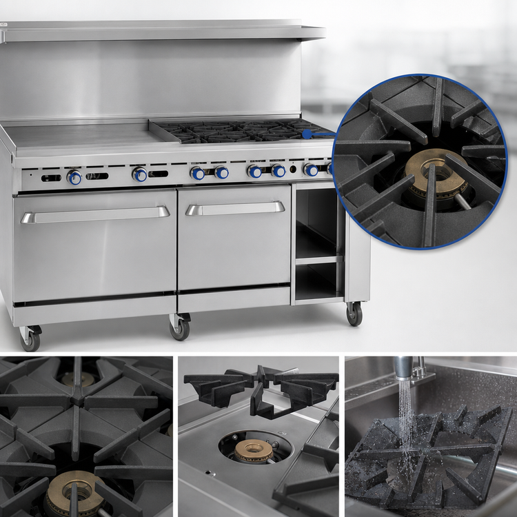 Product image #4 for Imperial Pro Series 72-Inch Commercial Gas Range with 2 Open Burners, 60-Inch Griddle, Standard Oven and Open Cabinet Base