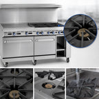 Thumbnail image #4 for Imperial (Middleby) Pro Series IR-2-G60-XB 72-Inch Commercial Gas Range with 2 Open Burners, 60-Inch Griddle, Oven and Open Cabinet Base