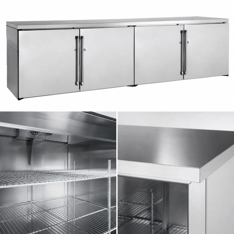 Product image #5 for Perlick BBR96 96-Inch Four-Door Remote Back Bar Refrigerator, Stainless Steel Interior