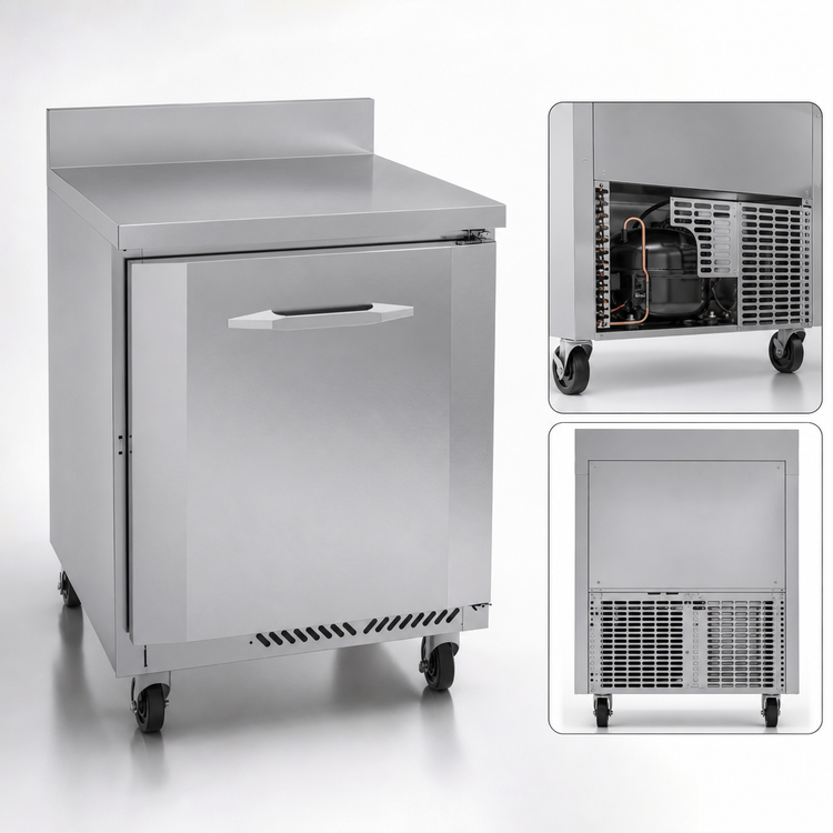 Product image #4 for Victory Refrigeration 27-Inch One-Section Stainless Steel Worktop Freezer, Rear-Mounted Self-Contained, 6.15 Cu. Ft.