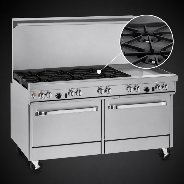 Product image #4 for Southbend Ultimate 60-Inch Gas Restaurant Range with 6 Open Burners, Right Griddle/Broiler and Standard Oven