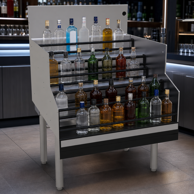 Product image #4 for Glastender Free Standing Underbar Liquor Steps, 24-Inch Wide Stainless Steel, 4-Step