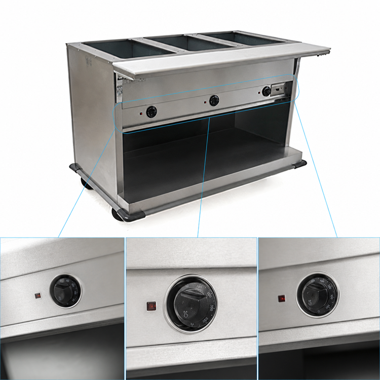 Product image #4 for Spec-Master PHT3CB-240-3 Portable 3-Well Full-Size Electric Hot Food Table