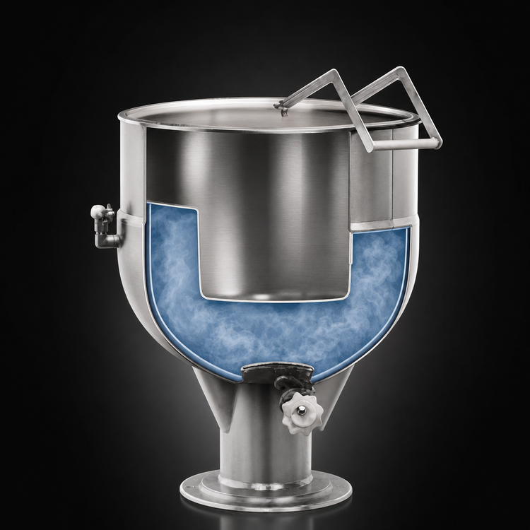 Product image #4 for Legion LP-40 40-Gallon Stationary Pedestal-Mounted Direct Steam Kettle, 2/3 Jacketed