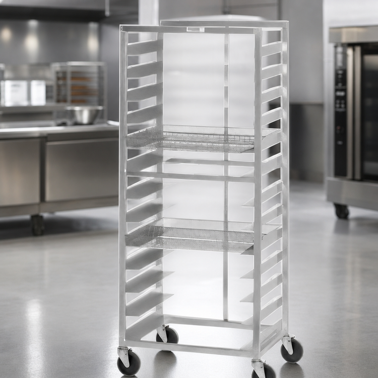 Product image #4 for Channel Manufacturing Heavy-Duty Mobile Aluminum Donut Basket/Screen Rack, 12 Levels, Side-Load