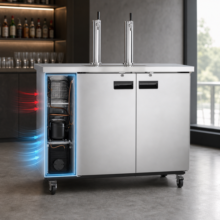 Product image #4 for Maxx Cold X-Series Self-Contained Dual Tower Keg Cooler, 60-Inch Wide, 2-Keg Capacity, Stainless Steel