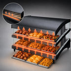 Thumbnail image #4 for Hatco Glo-Ray® GR3SDS-33TCT 33-Inch Countertop Heated Glass Merchandiser, Triple Slant Shelves, Thermostatic, Curved Canopy, Designer Black