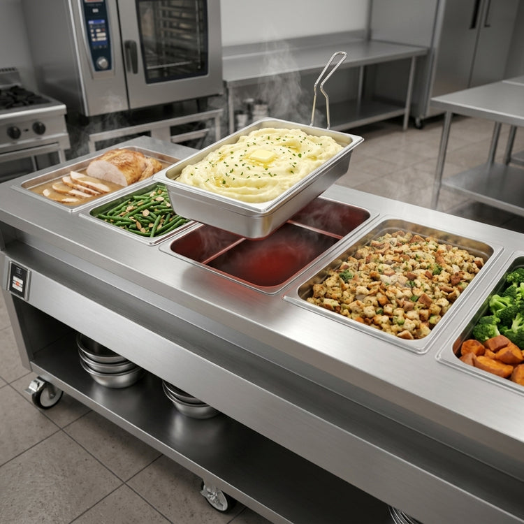 Product image #3 for Thurmaduke TWHF-88 88-Inch Mobile Electric Ganged Waterless Hot Food Well Unit