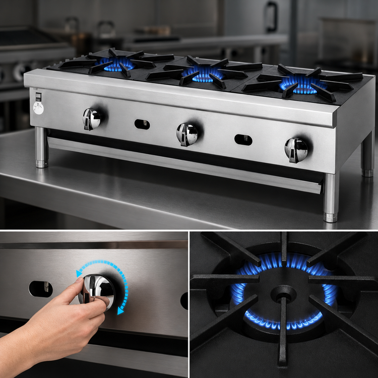 Product image #4 for Supreme JHP-448 48-Inch Countertop Gas Hot Plate with 4 Open Burners