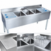 Thumbnail image #4 for BK Resources Slim-Line Three-Compartment Underbar Sink with Dual Drainboards and Faucet, 72 Inch Wide