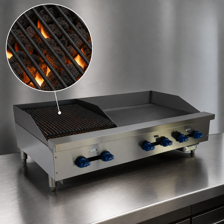Product image #4 for Comstock-Castle 48-Inch Countertop Gas Char-Broiler/Griddle Combination with 30-Inch Griddle Plate