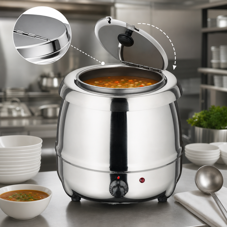 Product image #4 for Winco ESW-70 10 Qt Electric Countertop Soup Warmer with Hinged No-Drip Lid