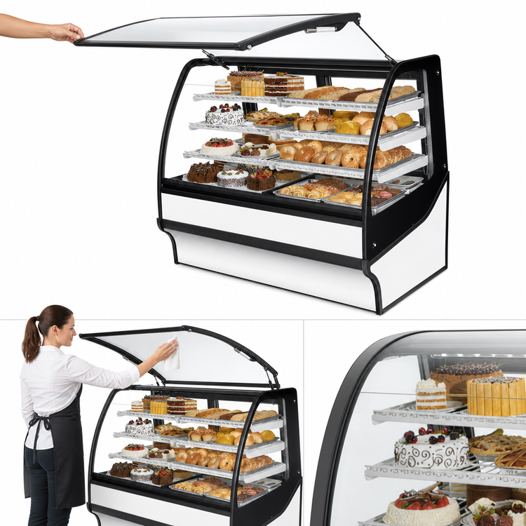 Product image #5 for True Full-Service Dual Zone Curved Glass Display Merchandiser with Glass Ends, 59-1/4 Inch, White/White, Self-Contained Refrigeration