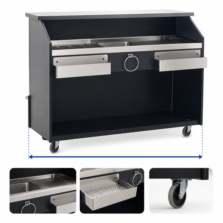 Product image #4 for Deluxe 5-Foot Standard Portable Bar with Ice Bin, Speed Rails, and Casters