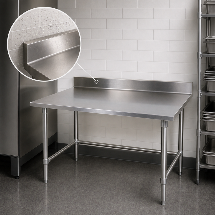 Product image #4 for John Boos Stallion 84"W x 24"D Stainless Steel Work Table with 5" Backsplash