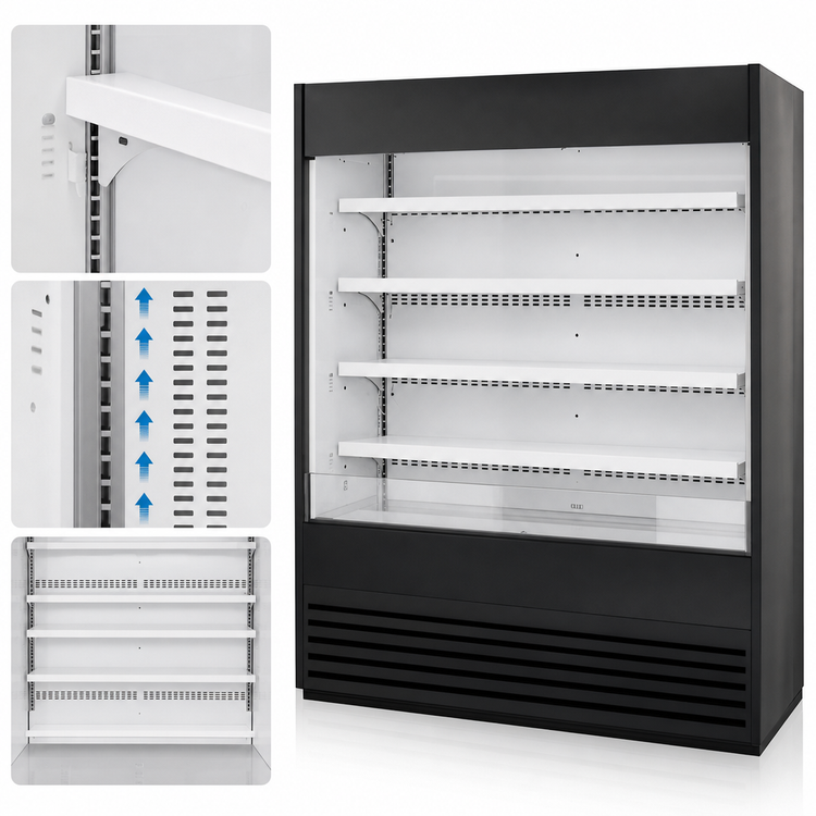 Product image #4 for True 60-Inch Vertical Air Curtain Merchandiser Open-Air Cooler with 4 Adjustable Shelves