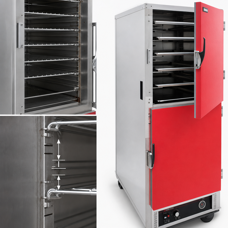 Product image #4 for Cres Cor Mobile Heated Holding Cabinet, 1 Compartment, 11 Full-Size Sheet Pan Capacity, Red Dutch Doors