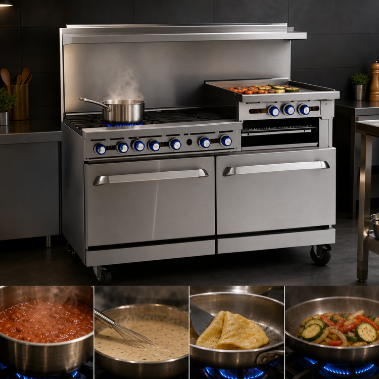 Product image #4 for Imperial Pro Series 60-Inch Gas Restaurant Range with 4 Open Burners, 36-Inch Griddle, Convection Oven and Standard Oven