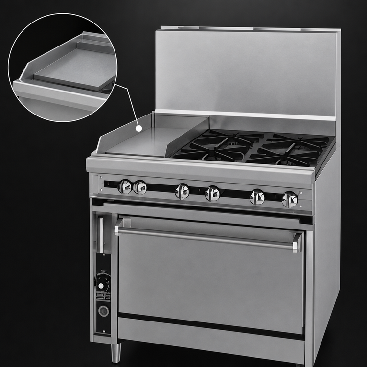 Product image #4 for Titan JTRH-12G-2HT-36 36-Inch Gas Heavy Duty Range with Standard Oven, Two Hot Tops, and 12-Inch Griddle