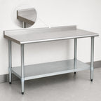 Thumbnail image #4 for Eagle Group Deluxe UT2484EB Stainless Steel Work Table, 84 x 24 in, 16-Gauge 300 Series Top, Rear Upturn, Galvanized Undershelf