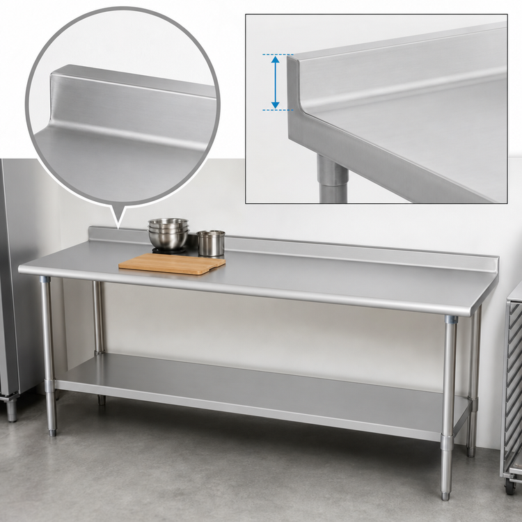 Product image #4 for Eagle Budget Series 108-Inch x 24-Inch 430 Stainless Steel Work Table with 1-1/2 Inch Rear Upturn and Adjustable Undershelf