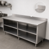 Thumbnail image #4 for Advance Tabco Special Value Economy Stainless Steel Open Front Cabinet Base Work Table with 5-Inch Backsplash and Mid-Shelf, 120 x 24 Inches