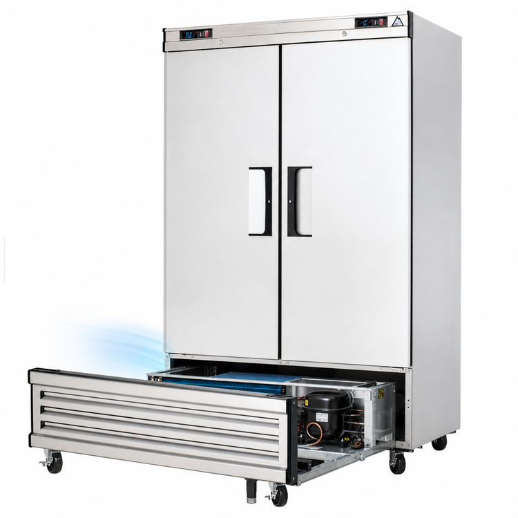 Product image #4 for Everest Refrigeration EBSRF2 Two-Section Bottom-Mount Dual Temperature Reach-In Refrigerator/Freezer Combo
