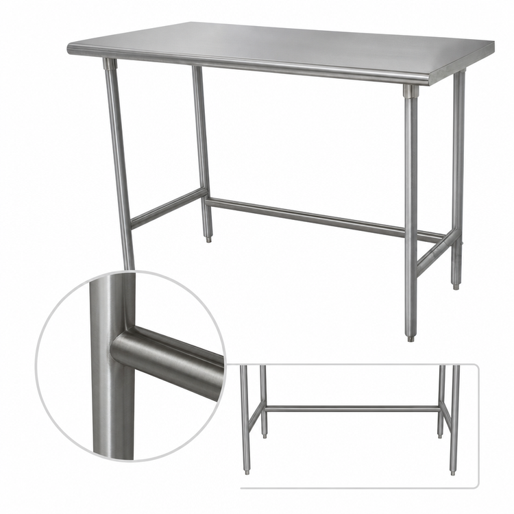 Product image #4 for Advance Tabco 84-Inch x 30-Inch 16-Gauge 430 Stainless Steel Open Base Flat Top Work Table