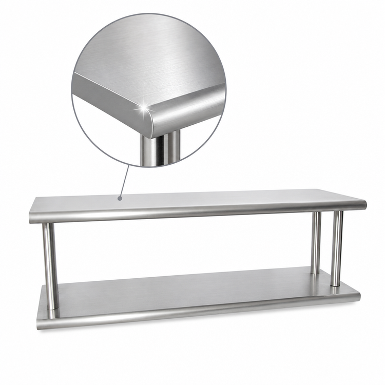 Product image #4 for BK Resources Double Tier Pass-Through Shelf, 48 x 18 Inches, 304 Stainless Steel