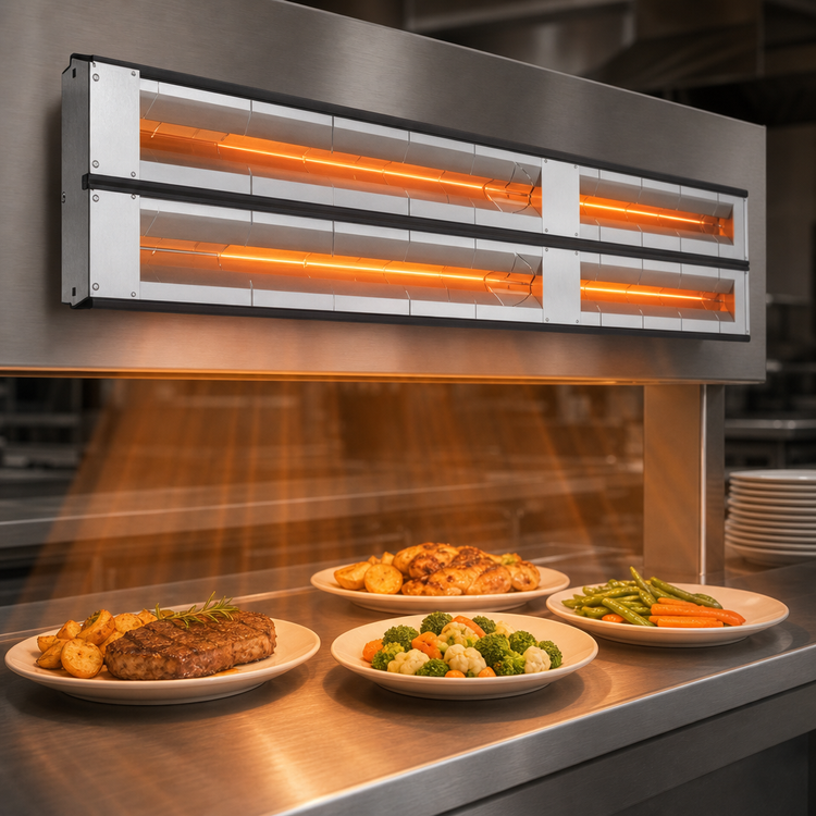 Product image #4 for Hatco Glo-Ray Max Watt 108-Inch Dual Infrared Strip Heater, 6-Inch Spacer, Aluminum, 6000W