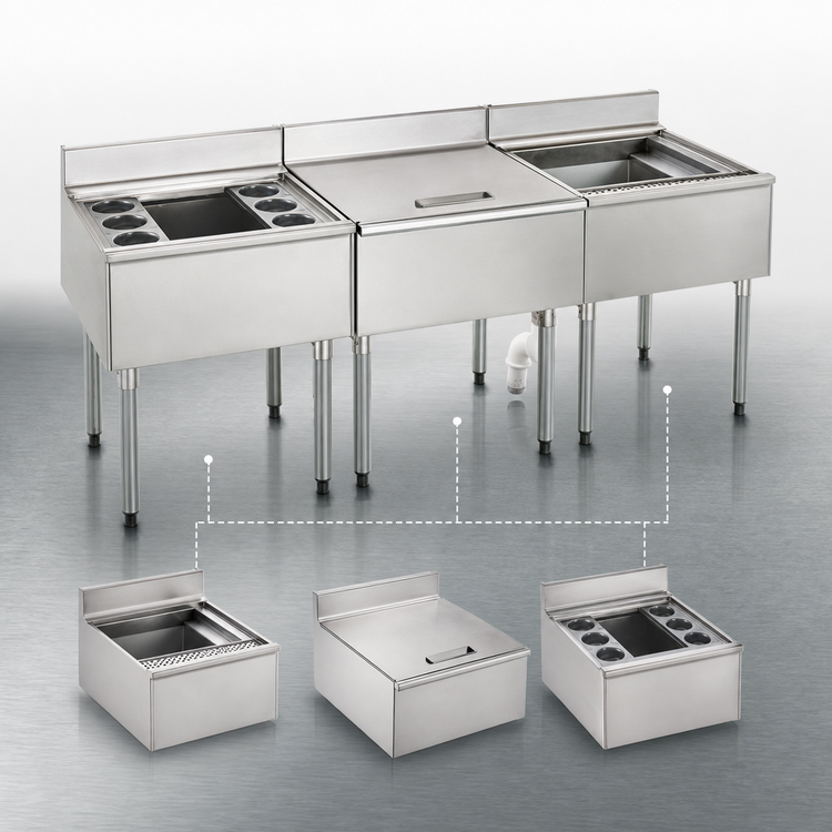 Product image #4 for Eagle 2200 Series Modular Underbar Cocktail Unit, 24 x 24 Inches, 8-Inch Deep Insulated Ice Bin, 63 lb Ice Capacity