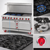 Thumbnail image #4 for American Range 60-Inch Green Flame Commercial Gas Range with 36-Inch Griddle, 4 Open Burners, Convection Oven and Space Saver Oven