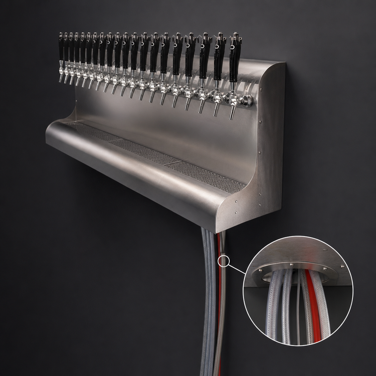 Product image #4 for Perlick 4076DN24 72-Inch Modular Wall-Mount Glycol-Cooled Draft Beer Dispensing Tower, 24 Faucets