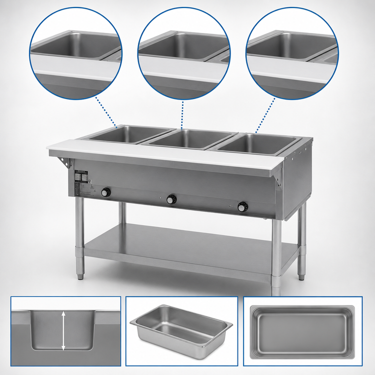 Product image #4 for Eagle Group 48-Inch Electric Open-Base Hot Food Table with 3 Dry Wells, 120V