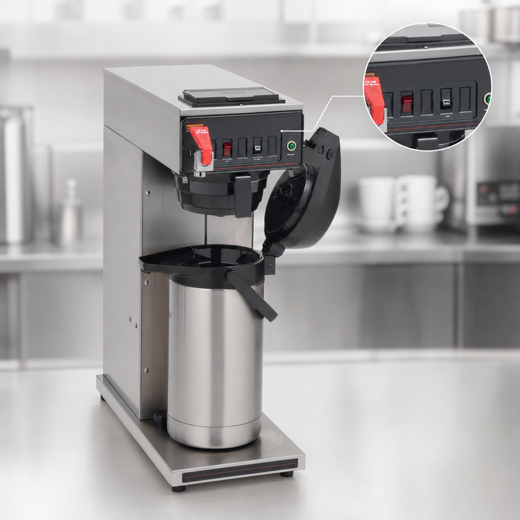 Product image #4 for BUNN CWTF15-APS Automatic Fill Airpot Coffee Brewer with Plastic Funnel, Hot Water Faucet, 3.8 Gallons per Hour, Stainless Steel, 120V