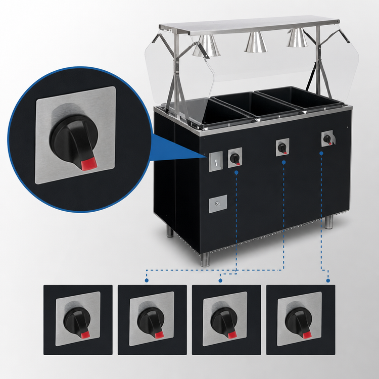 Product image #4 for Vollrath 2-Series Affordable Portable 4-Well Deluxe Mobile Hot Food Station with Lighted Buffet Breath Guard