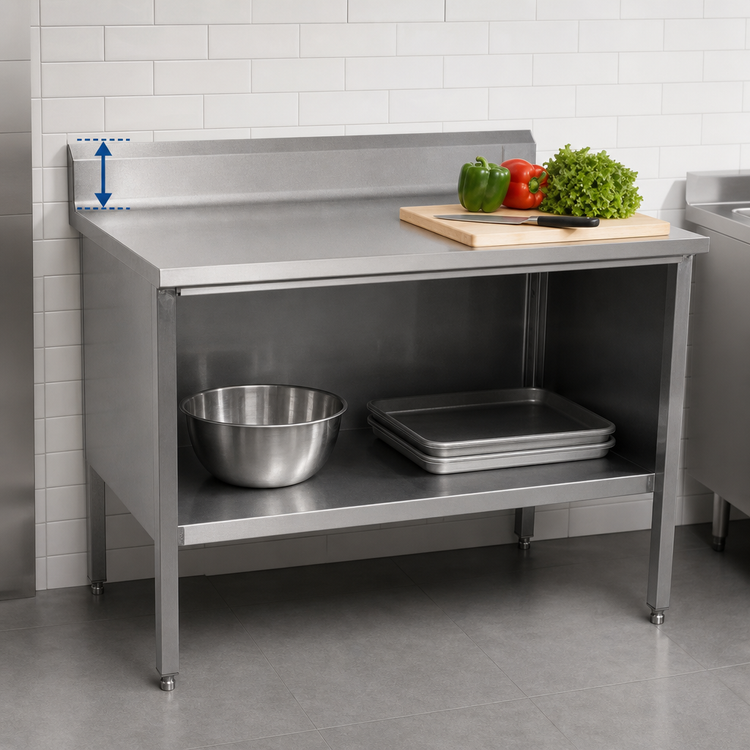 Product image #4 for John Boos Open-Front Cabinet Base Work Table with 14-Gauge Stainless Steel Top, 5-Inch Backsplash, 36 x 24 Inches