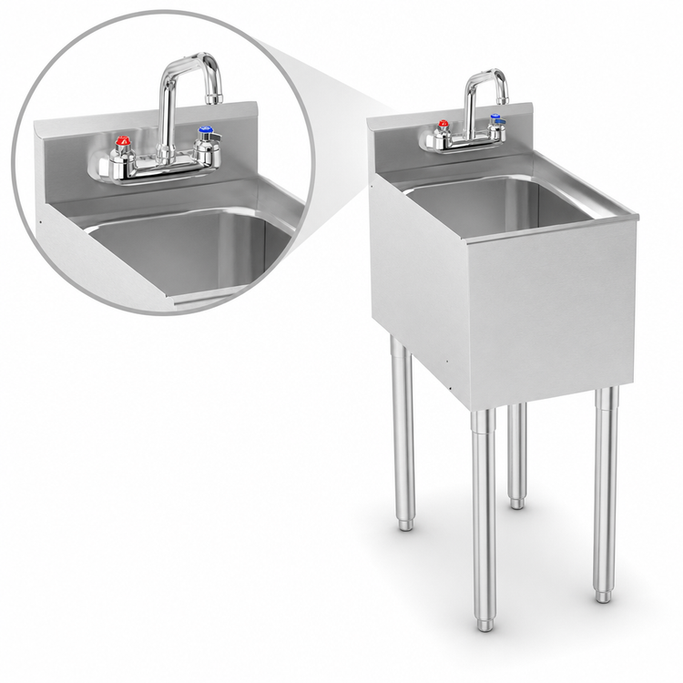 Product image #4 for Krowne Silver Series One-Compartment Freestanding Underbar Bar Sink with Faucet, 12 Inch Wide