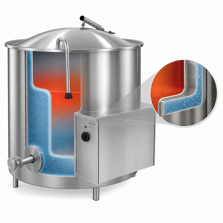 Product image #4 for AccuTemp Edge Series 80 Gallon Electric Stationary Steam Kettle, 2/3 Jacket, Floor Model
