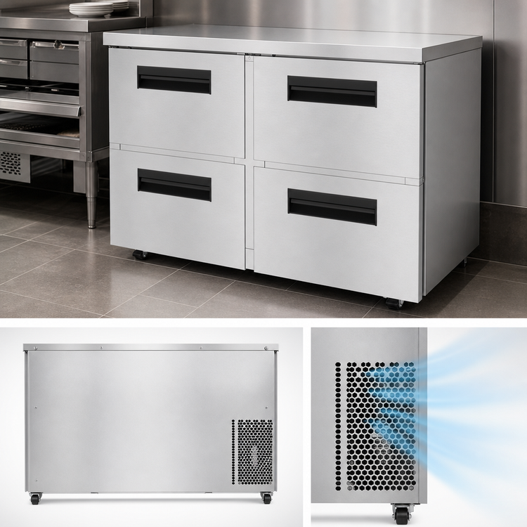Product image #4 for Steelheart 48-Inch Two-Section Undercounter Freezer with 4 Stainless Steel Drawers