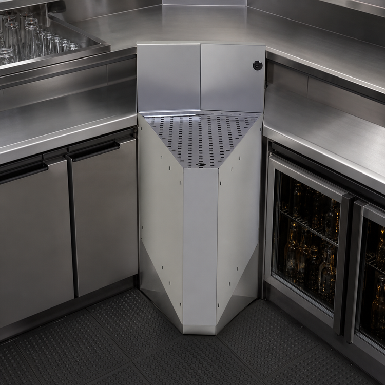 Product image #4 for Glastender CIWB-25 Inside Wedge Corner Drainboard with Backsplash, 24-Inch Deep, 25° Angle, No Legs