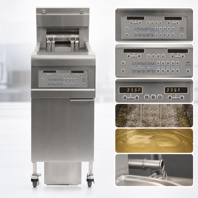 Product image #4 for Frymaster OCF30 30 lb Oil-Conserving Electric Floor Fryer with Built-In Filtration and SMART4U 3000 Controller