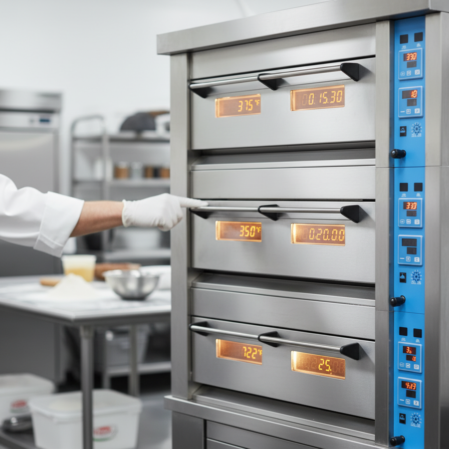 Precise digital controls on each deck ensure optimal results with separate temperature and timer management for all your baking needs.