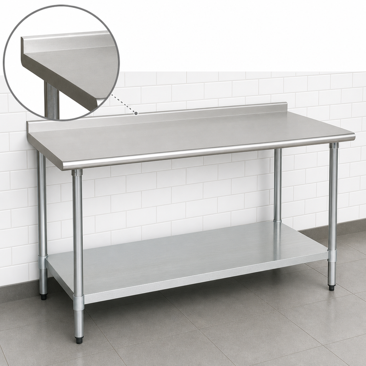 Product image #4 for Eagle Budget Series 84-Inch x 30-Inch 430 Stainless Steel Work Table with Rear Up-Turn and Undershelf