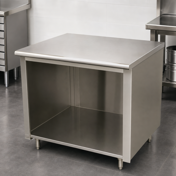 Product image #4 for Advance Tabco Special Value Economy 48 Inch x 24 Inch 16 Gauge 304 Stainless Steel Flat Top Open Base Work Table