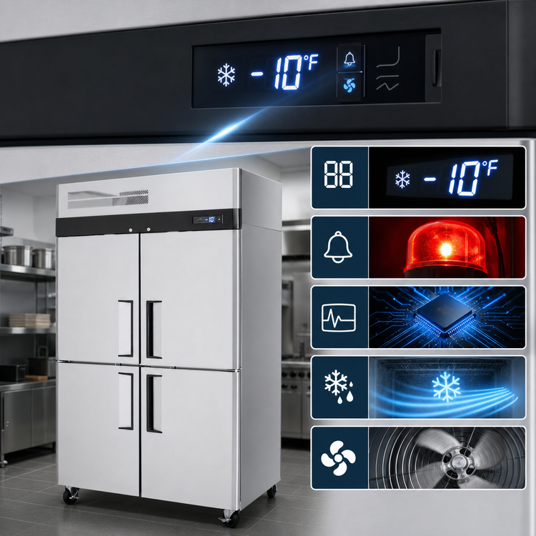 Product image #4 for Turbo Air M3 Series Two-Section Reach-In Top Mount Freezer with Half Hinged Solid Doors, 42.1 Cu. Ft.