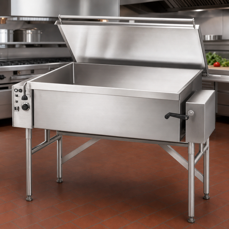 Product image #4 for Classic 30-Gallon Electric Manual Tilting Skillet, Floor Model, Open Frame Base