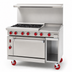 Thumbnail image #4 for American Range 48-Inch Green Flame Commercial Gas Range with 36-Inch Griddle, 2 Open Burners, Standard Oven, and Storage Base